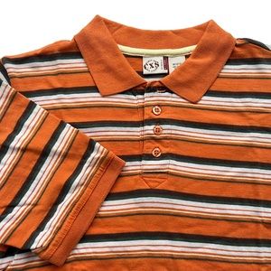 CXS TwentyOne Authentic Brand Boys Medium Orange Stripe Cotton Short Sleeve Polo